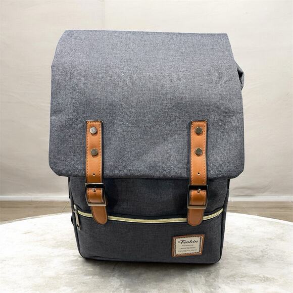 Feskin Unisex Professional Slim Rucksack Travel Business Laptop Canvas Backpack - Picture 1 of 10